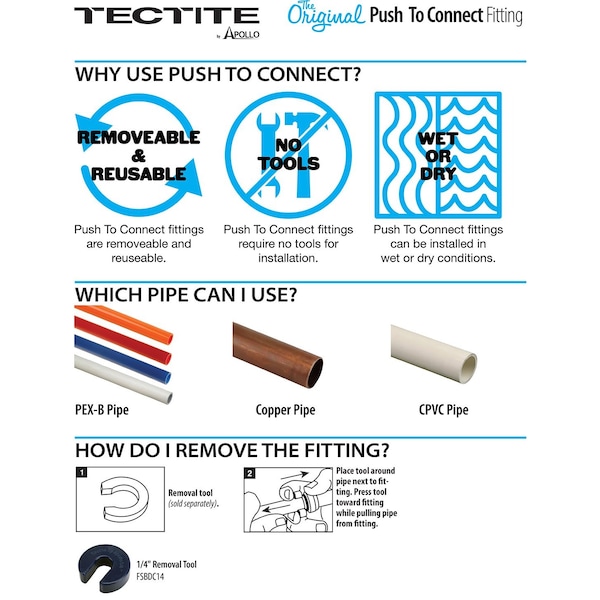 Apollo 1/4 in. Brass Push-To-Connect Coupling FSBC14 - main